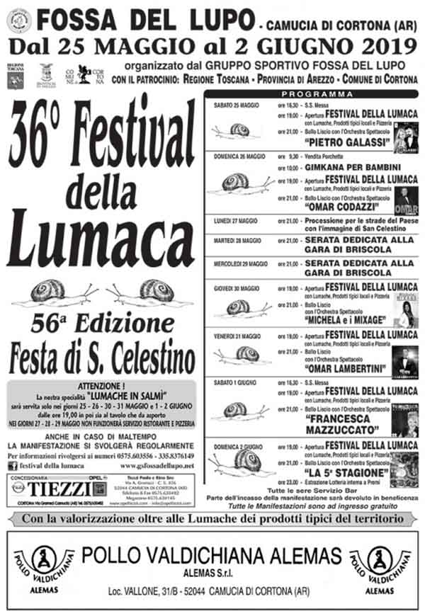 36° Festival della Lumaca Camucia di Cortona Edizione 2019 - Manifesto