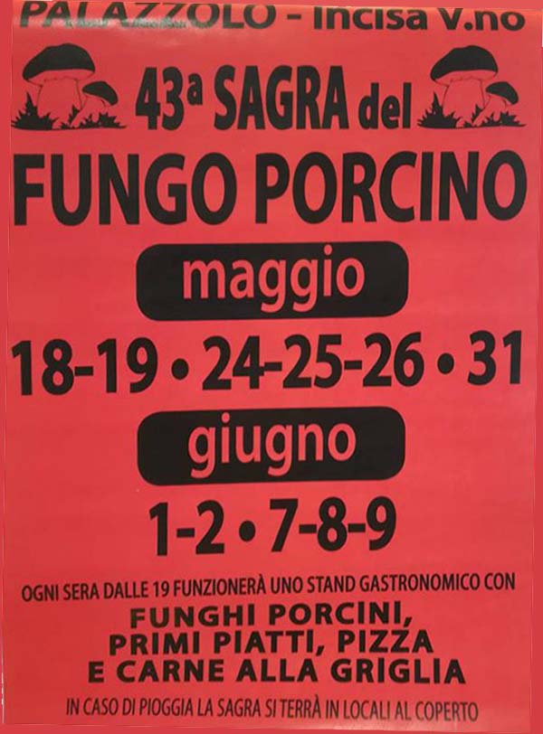 Sagra del Fungo Porcino 2019 a Palazzolo Incisa Valdarno - Manifesto 43° Edizione