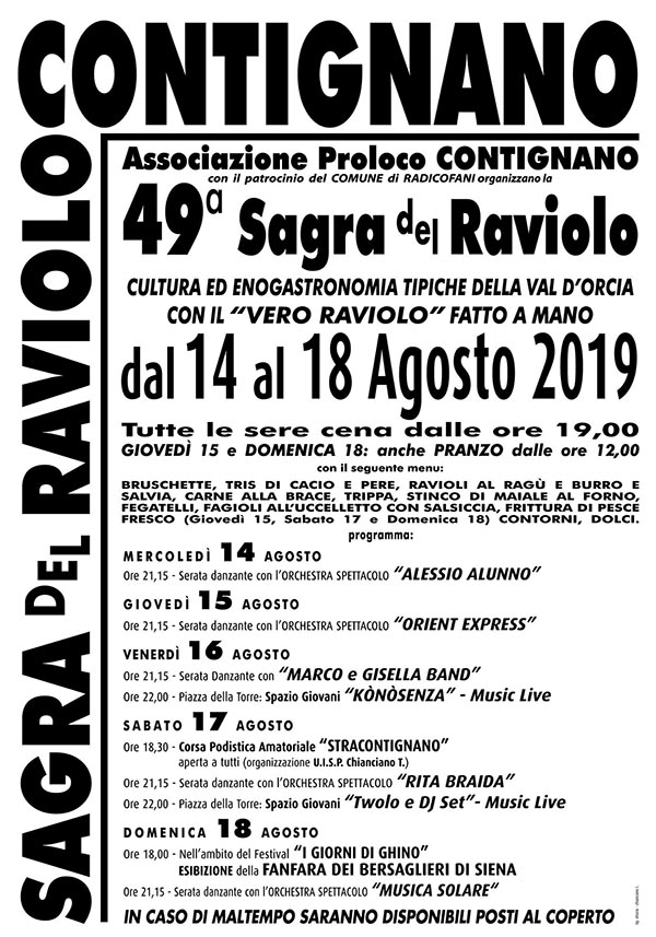 Programma Sagra del Raviolo a Contignano 2019 - 49° Edizione