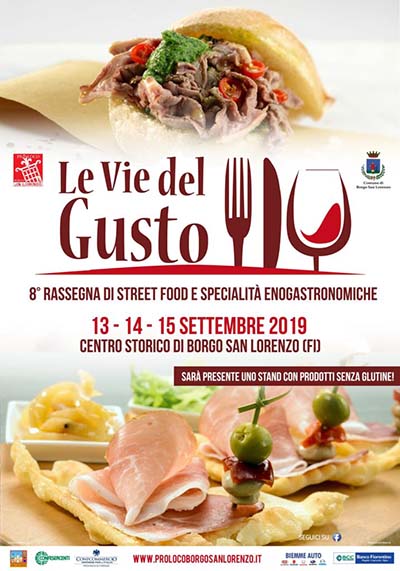 Manifesto Le Vie del Gusto a Borgo San Lorenzo 2019 - 8° Edizione