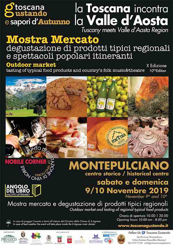 Manfesto Toscana Gustando 2019 Montepulciano - La Toscana Incontra la Valle d'Aosta