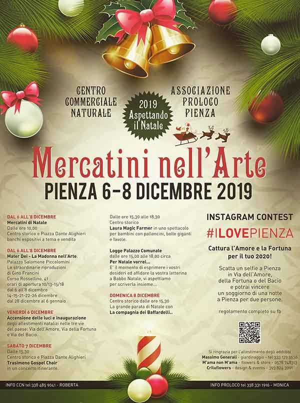 Manifesto Mercatini nell'Arte a Pienza 2019 - Aspettando il Natale