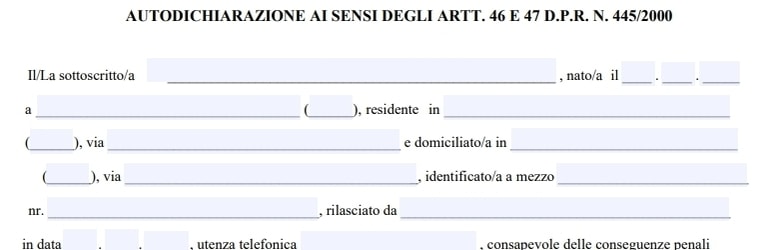 Autodichiarazione zona arancione