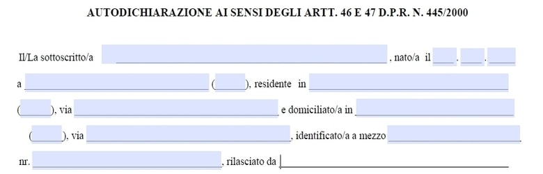 Autodichiarazione Marzo 2021