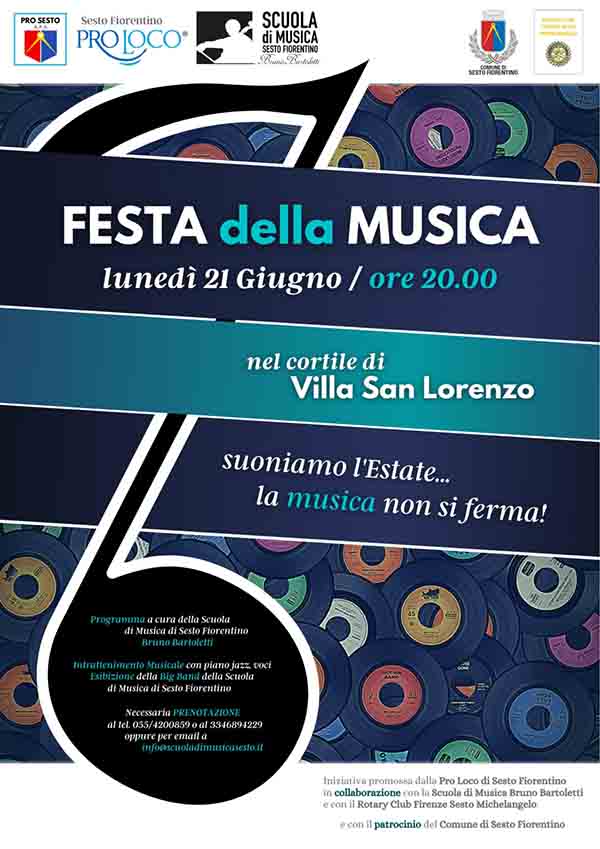 Manifesto Festa della Musica a Sesto Fiorentino - Lunedì 21 Giugno 2021