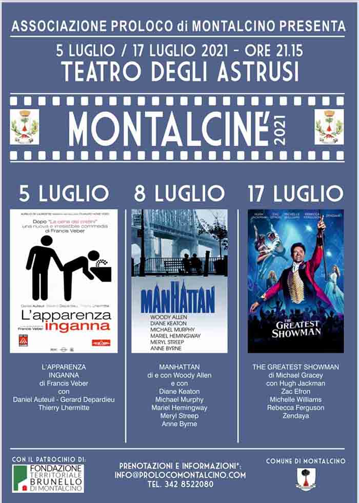 Manifesto Montalcine Luglio 2021 - Cinema Sotto Le Stelle