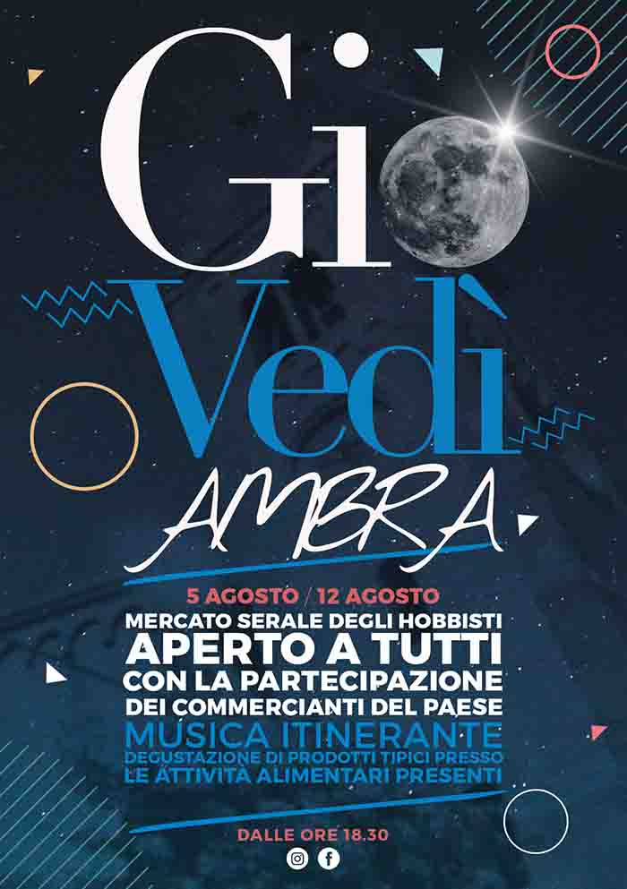 Locandina Mercato Serale Giovedì Ambra 5-12 Agosto 2021