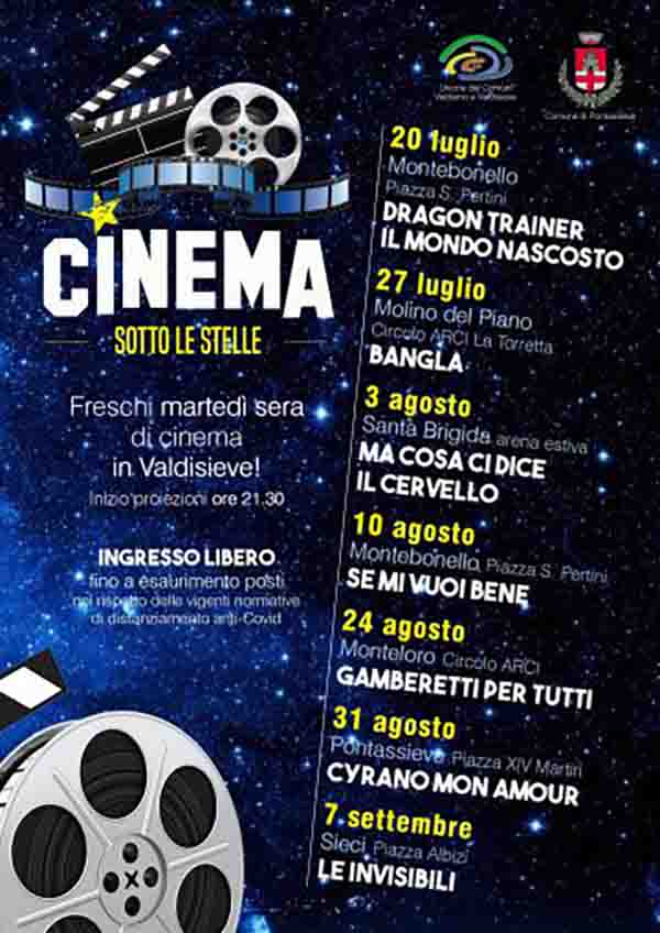 Manifesto Cinema Sotto Le Stelle a Pontassieve Estate 2021