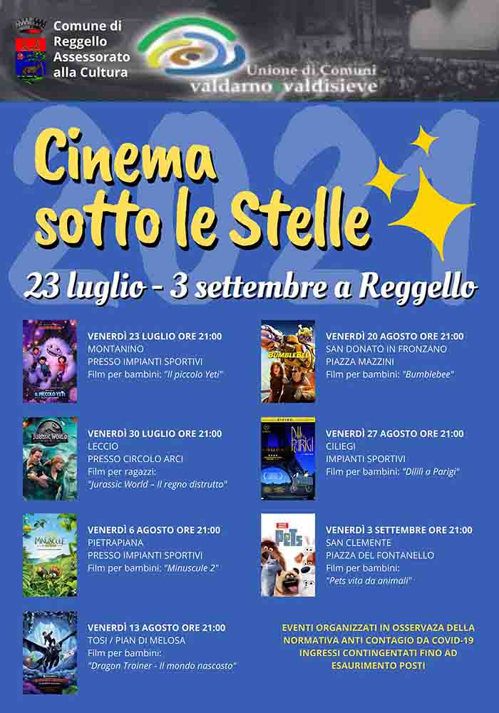 Programma Cinema Sotto Le Stelle a Reggello Estate 2021
