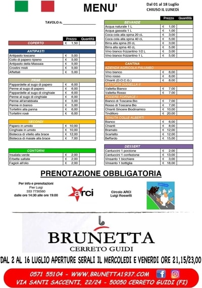 Menu della Sagra