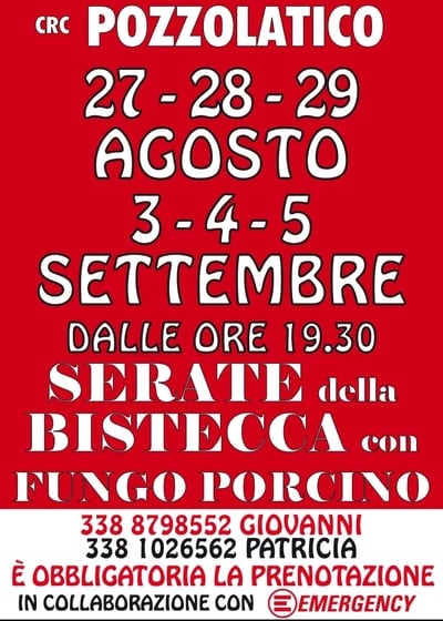 Sagra Bistecca Pozzolatico Agosto Settembre 2021