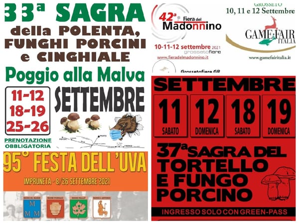 Eventi Toscana Weekend 10 11 12 Settembre 2021