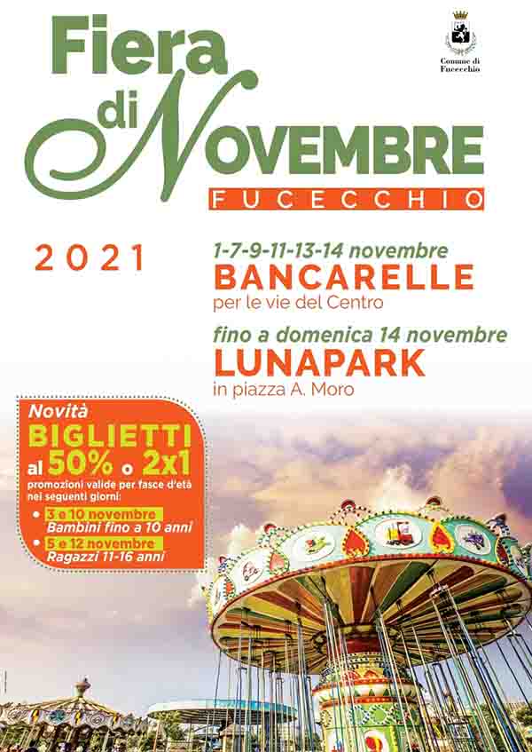 Manifesto Fiera di Novembre 2021 a Fucecchio - Bancarelle e Luna Park