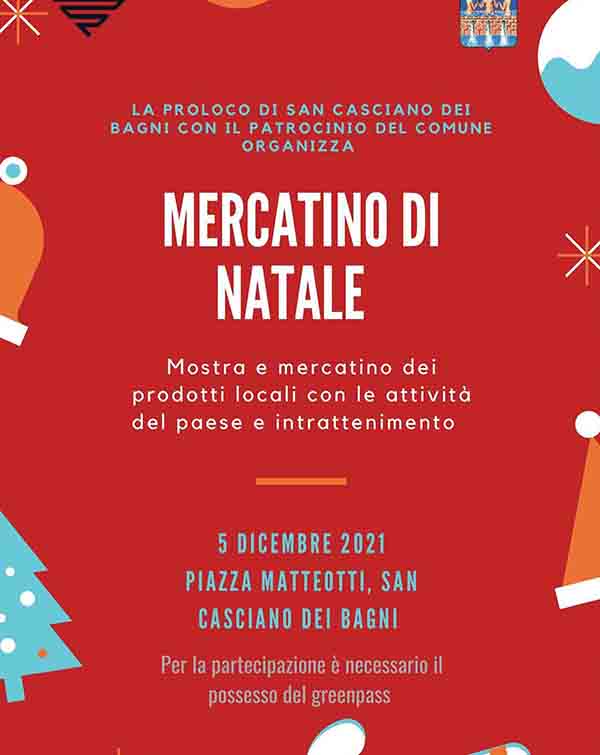 Manifesto Mercatino di Natale 2021 San Casciano dei Bagni - Domenica 5 Dicembre