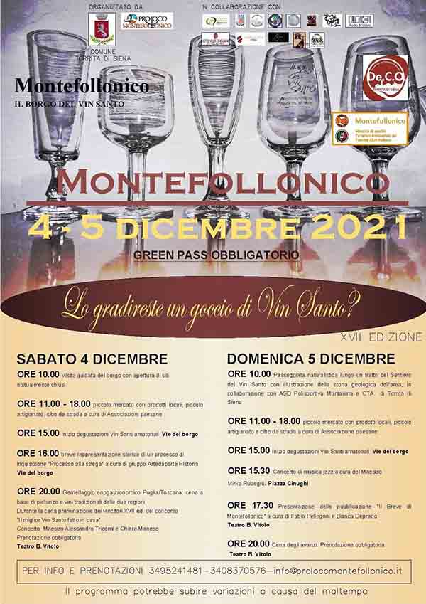 Programma Borgo di Vin Santo a Montefollonico 4-5 Dicembre 2021