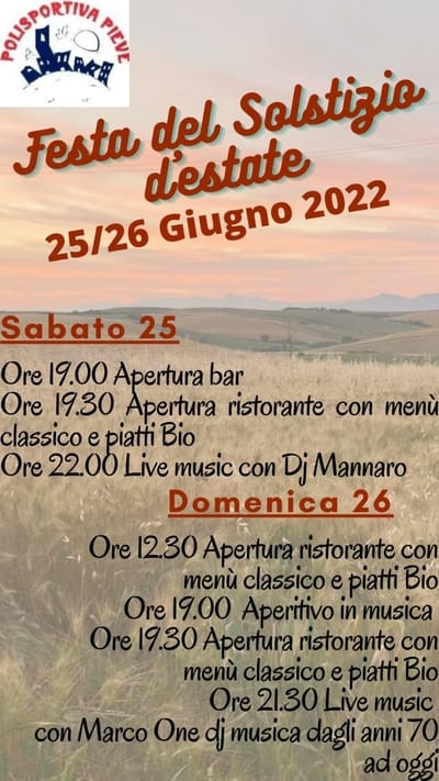 Festa del Solstizio d'Estate Pieve Santa Luce 2022