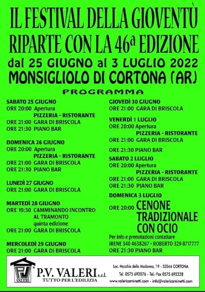Festival della Gioventù Monsigliolo di Cortona 2022