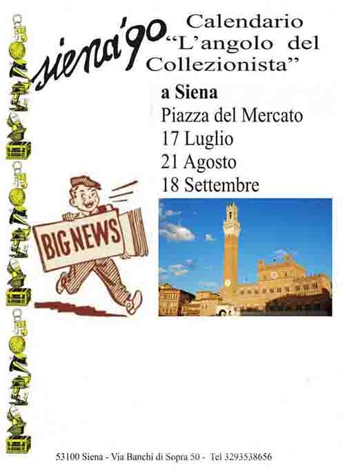 Manifesto L'Angolo del Collezionista Siena - 17 Luglio 2022