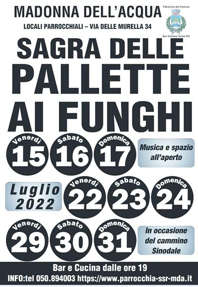 Sagra Pallette Funghi Madonna sull'Acqua 2022