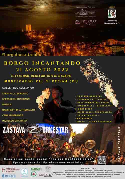 Manifesto Borgo Incantando 2022 Montecatini Val di Cecina - domenica 21 agosto