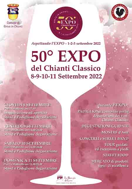 Manifesto Expo del Chianti Classico 2022 a Greve in Chianti - dall' 8 all'11 Settembre