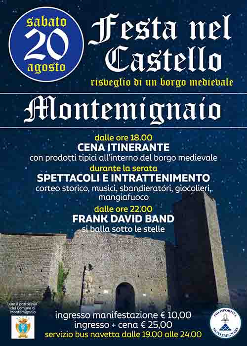 Manifesto Festa nel Castello a Montemignaio - sabato 20 agosto 2022