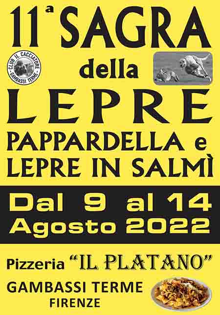 Manifesto Sagra della Lepre a Gambassi Terme 9-14 Agosto 2022