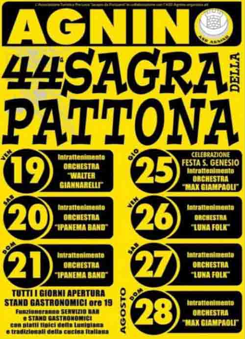 Programma Sagra della Pattona 2022 ad Agnino Fivizzano - dal 19 al 28 agosto