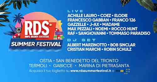 RDS Summer Festival 2022 a Marina di Pietrasanta 9-10 2 11 settembre
