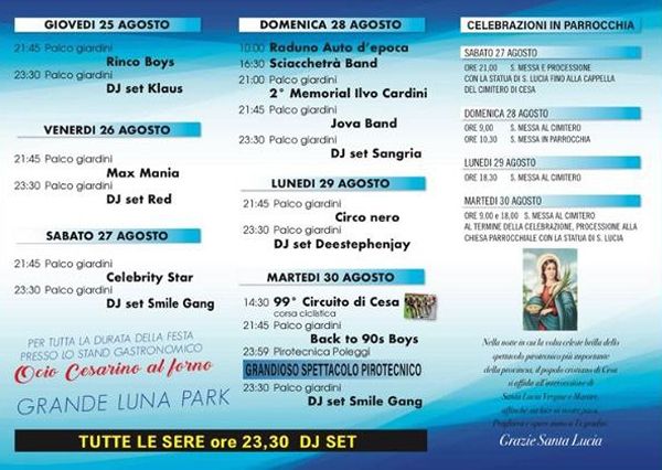 Festa a Cesa 2022 programma