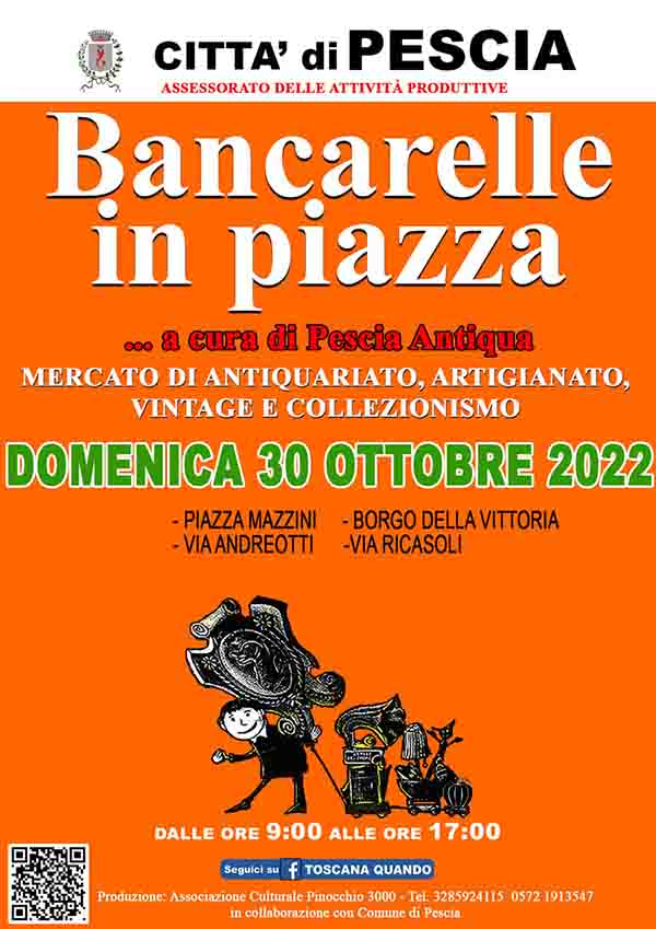 Manifesto Bancarelle in Piazza a Pescia Domenica 30 Ottobre 2022
