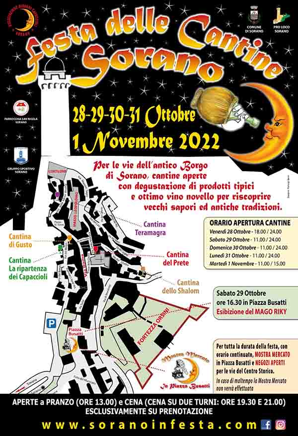 Manifesto Festa delle Cantine a Sorano 2022 - Dal 28 al 31 ottobre e 1 novembre
