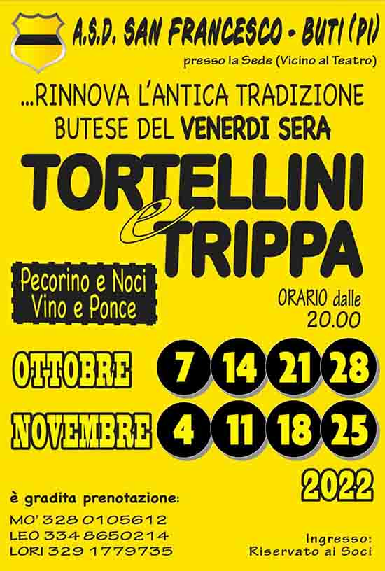 Manifesto Tortellini e Trippa 2022 a Buti ottobre e novembre Pisa