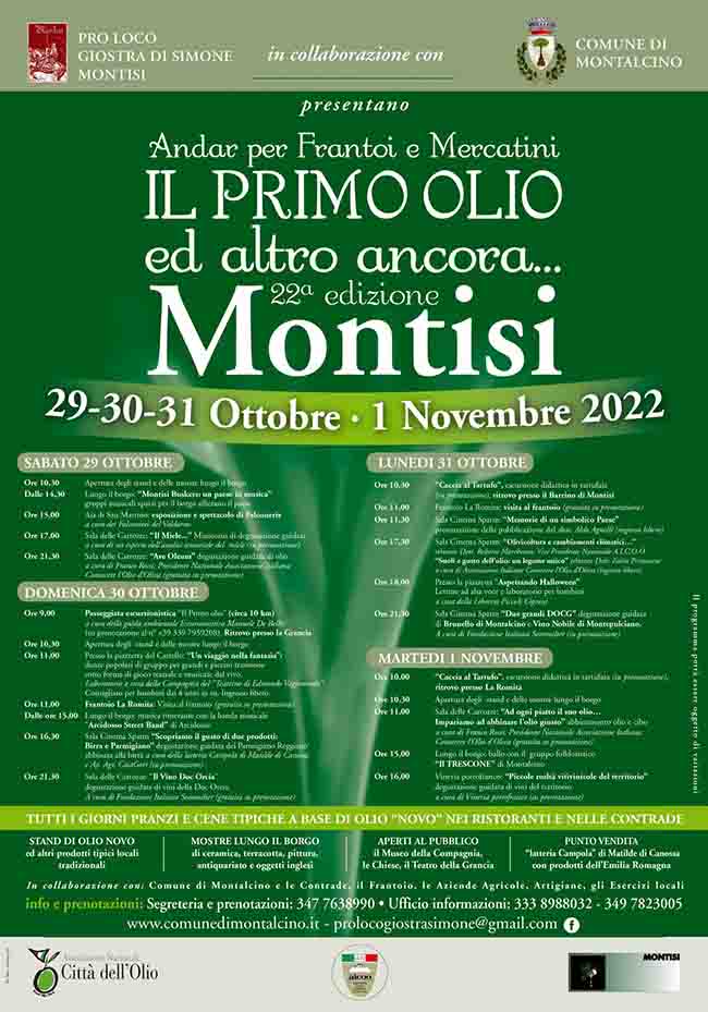 Programma Il primo olio e altro ancora 2022 a Montisi - Montalcino