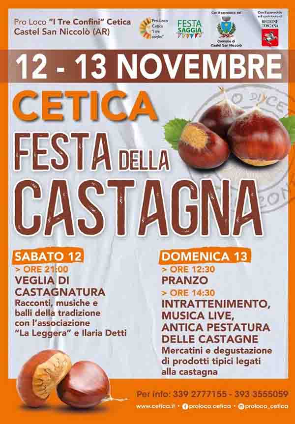 Programma Festa della Castagna 2022 a Cetica - Castel San Niccolò 12-13 novembre - Arezzo