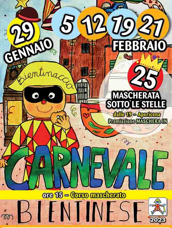 Manifesto Carnevale a Bientina 2023 Provincia di Pisa - Carnevale Bientinese 2023
