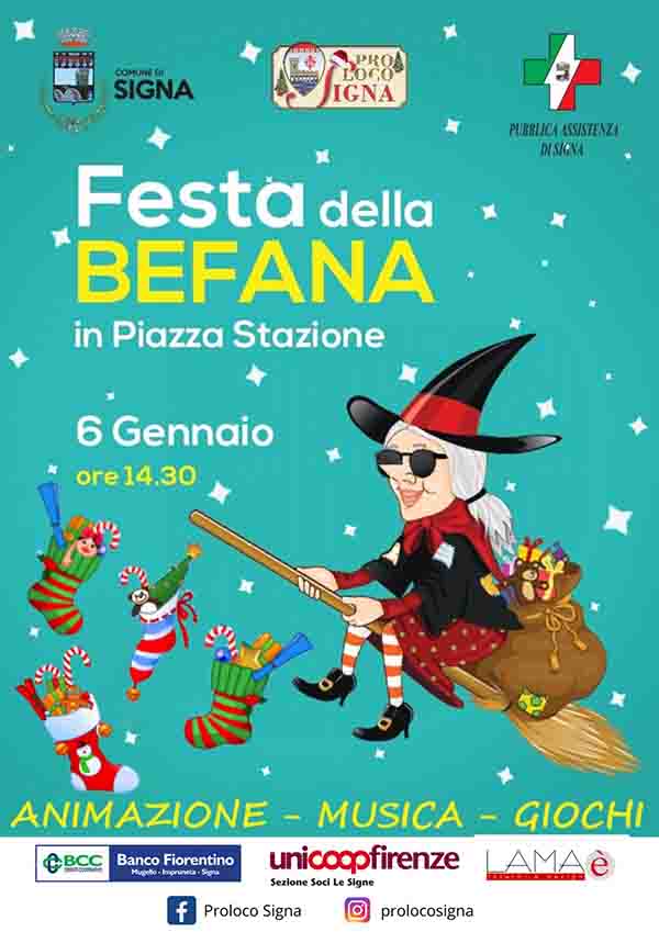 Manifesto Festa della Befana a Signa 6 Gennaio 2023 - Befana Provincia di Firenze