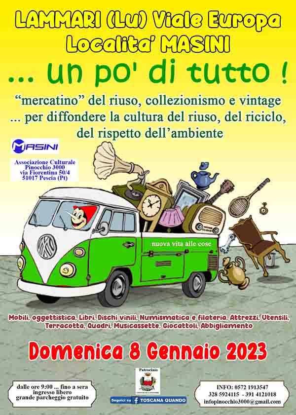 Manifesto Mercatino del Riuso a Lammari Capannori 8 Gennaio 2023 - Mercati in Toscana