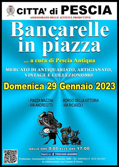 Bancarelle in Piazza Pescia Gennaio 2023