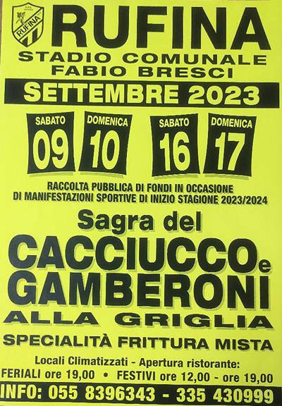 Sagra del Cacciucco e Gamberoni alla Griglia Rufina Settembre 2023