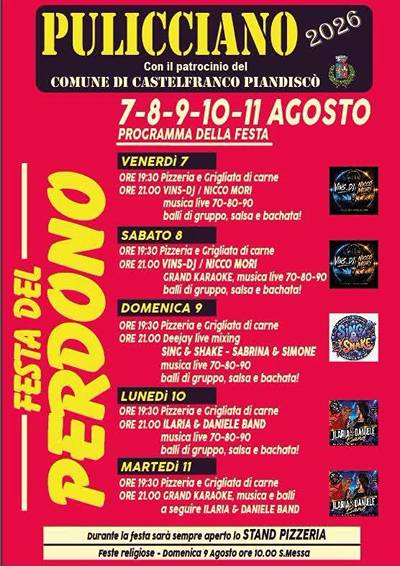 Festa del Perdono a Pulicciano 2026