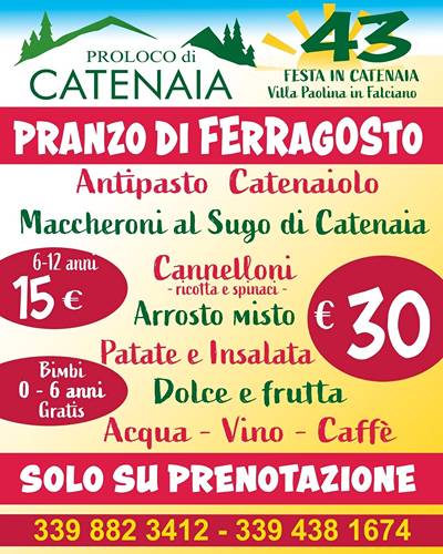 Pranzo di Ferragosto Toscana 2026