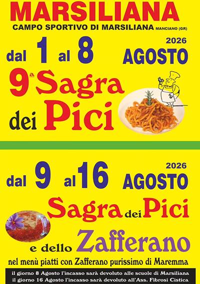 Sagra dei Pici e dello Zafferano a Marsiliana 2026 Manciano