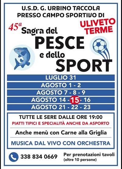 Sagra del Pesce e dello Sport a Uliveto Terme 2026