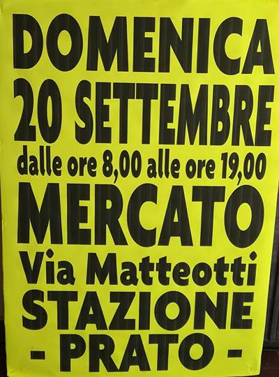 Mercato a Prato Via Matteotti Domenica 20 Settembre 2026