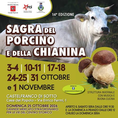 Sagra del Porcino e della Chianina a Castelfranco di Sotto 2026