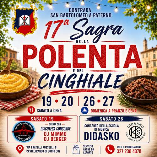 Sagra della Polenta e del Cinghiale a Castelfranco di Sotto 2026