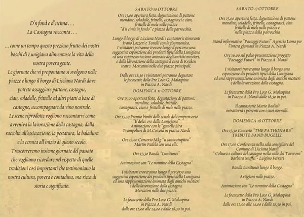 Eventi in Lunigiana Ottobre 2026