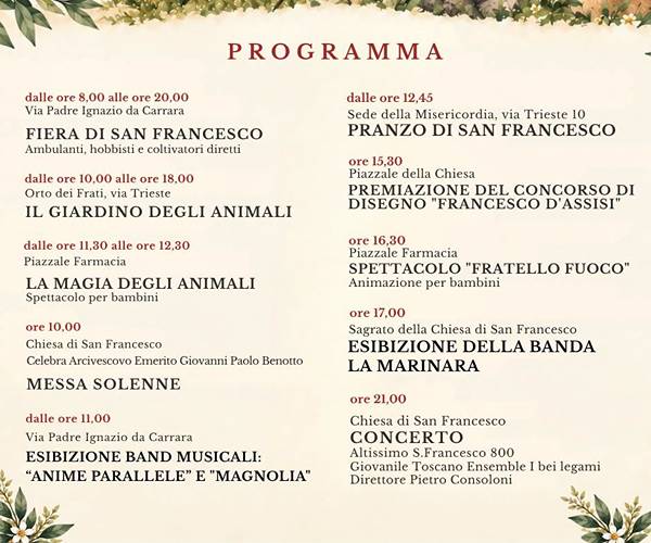 Eventi Versilia Domenica 4 Ottobre 2026