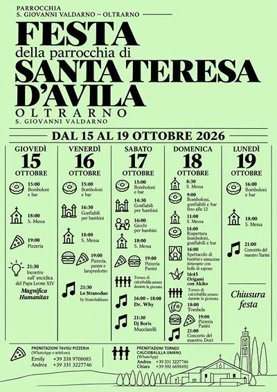Festa alla Parrocchia di Santa Teresa d'Avila a San Giovanni Valdarno 2026